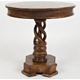 Global Archive Hand Carved Pedestal Table in Solid Mango Wood